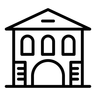 Restoran evi ikonu ana hatları vektörü. Yemek masası. İş Kafesi