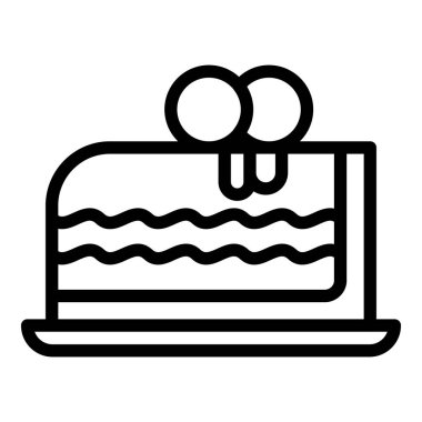 Pasta ikonu ana hatları vektörü. Kafe yemeği. Çalışma çubuğu