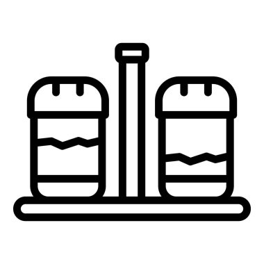 Restoran tuz tenceresi ikonu ana hatları vektörü. İş yemeği. Oda insanı