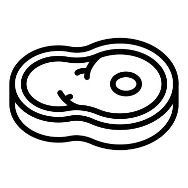 Çiğ biftek ikonu ana hatları vektörü. Yemek yemeği. Restoran Kafe