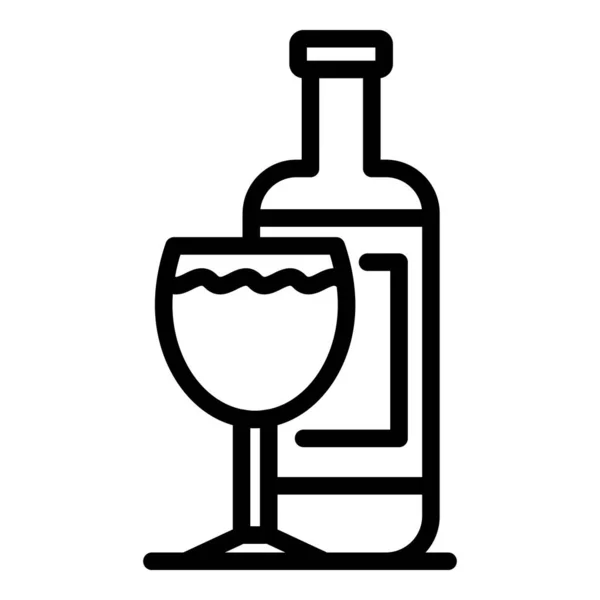 酒瓶玻璃杯图标勾勒病媒 食品店 晚餐餐 — 图库矢量图片
