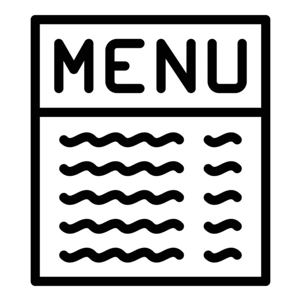 Menu Restaurant Icône Contour Vecteur Café Salle Ordinateur Portable — Image vectorielle
