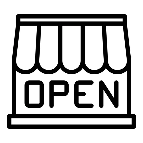 Abrir Tienda Icono Contorno Vector Comida Trabajo Comida Café — Vector de stock