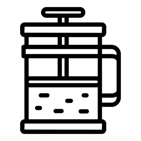 Tea Press Ikon Kontur Vektor Kafémat Rumsrestaurang — Stock vektor