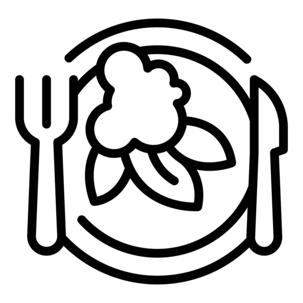 餐馆食品图标勾勒病媒 工作餐 咖啡店 — 图库矢量图片
