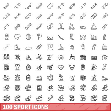 100 spor ikonu hazır. Beyaz arkaplanda izole edilmiş 100 spor simgesi vektörünün ana hatları