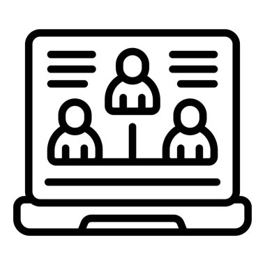 Laptop çevrimiçi ders simgesi ana hatları vektörü. Planı öğren. Özel okul