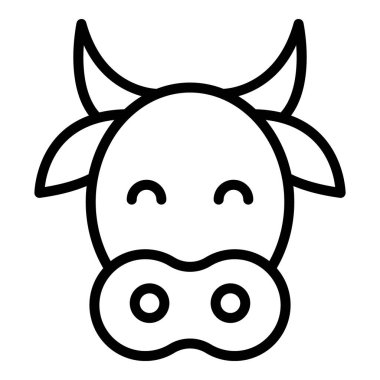 İnek kafası ikon ana hatları vektörü. Çiftlik hayvanı. Sığır eti sütü