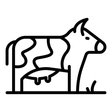 Çiftlik ineği ikonu ana hatları vektörü. Sığır cinsi. Sütlü biftek.