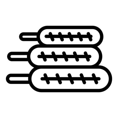 Hardallı mısırlı sosisli sandviç taslak vektörü. Sıcak yemek. Sos çubuğu