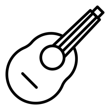Akustik ukulele ikonu ana hatları vektörü. Müzik gitarı. Sanat oyunu