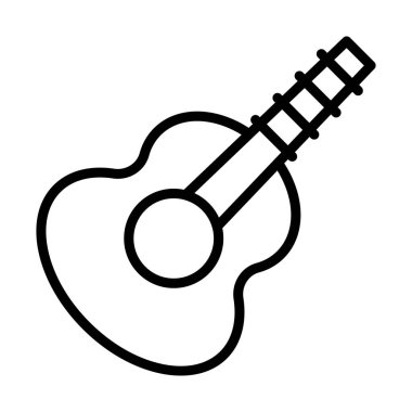 Şirin ukulele ikon ana hatları vektörü. Hawaii gitarı. Akustik oyun