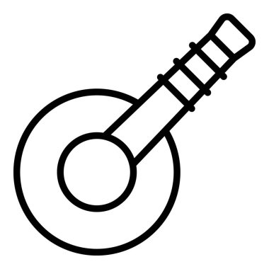 Ukulele çıkartma simgesi ana hatlı vektör. Müzik gitarı. Akustik sanat