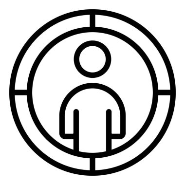 Sosyal hizmet hedef ikonu ana hatları vektörü. Ustaya yardım. Hemşire çubuğu