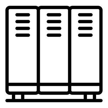 Okul dolabı ikonu ana hatları vektörü. Güvenlik odası. Çocuk güvenliği