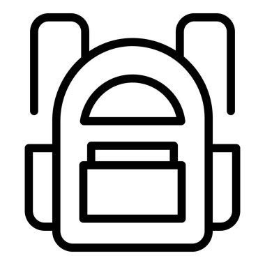 Okul sırt çantası güvenlik ikonu ana hatları vektörü. Subay yolu. Şehir trafiği