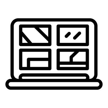 Video güvenlik ikonu ana hatları vektörü. Yol subayı. Polis penceresi