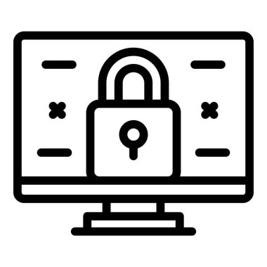 Bilgisayar güvenlik simgesi ana hatları vektörü. Yol subayı. Polis memuru.