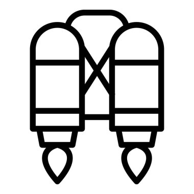 Yüksek jetpack simgesi ana hat vektörü. Yetenek gelişimi. Roket hızı