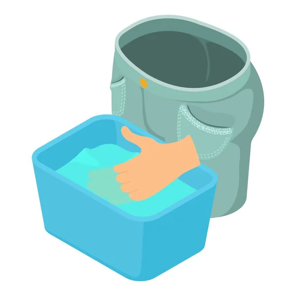 Εικονίδιο Πλύσης Χεριών Ισομετρικό Διάνυσμα Γκρι Τζιν Λεκάνη Νερό Και — Διανυσματικό Αρχείο
