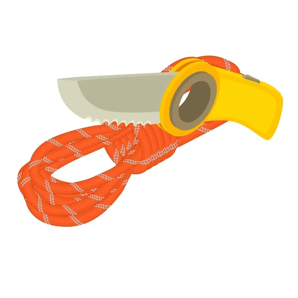 Climbing Equipment Icon Isometric Vector Yellow Climber Knife Red Rope — Stock Vector
