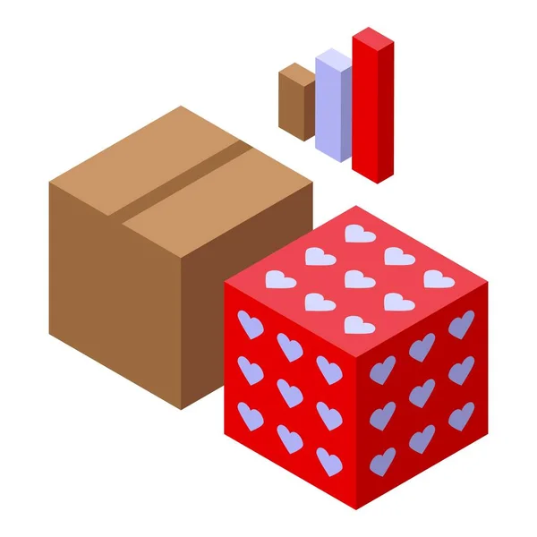 Marketing Gift Box Icon Isometric Vector Data Work Customer Business — Stock Vector