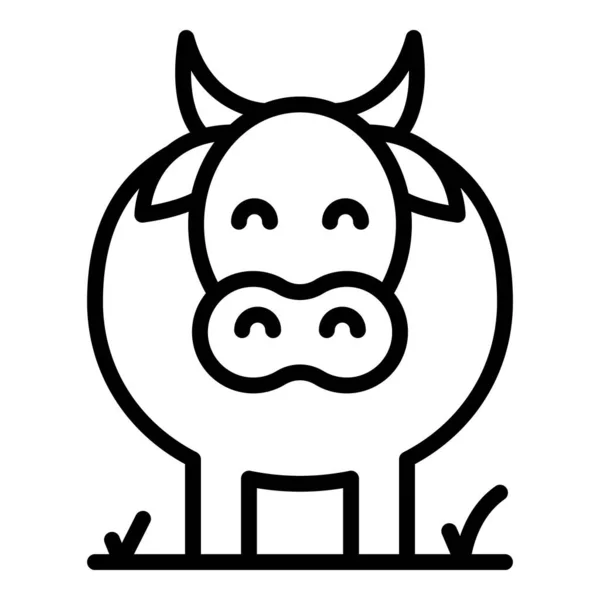 Ikona Krowy Mlecznej Zarys Wektor Hodowla Bydła Byk Zwierzęcy — Wektor stockowy