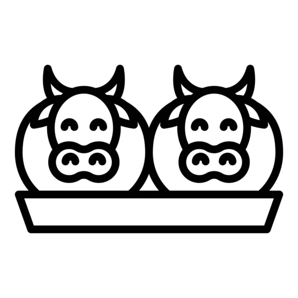 Mangiare Mucca Icona Contorno Vettore Allevamento Bovini Carni Bovine — Vettoriale Stock