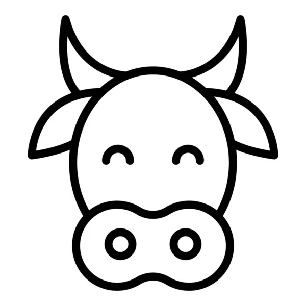 Ikon Kepala Sapi Garis Besar Vektor Hewan Ternak Susu Sapi - Stok Vektor