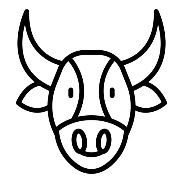 ブルヘッドアイコンアウトラインベクトル 牛の品種 子牛乳業 — ストックベクタ