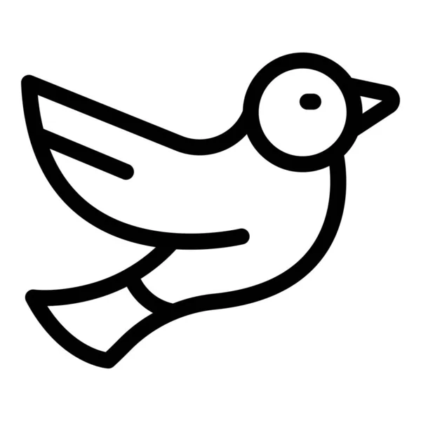スパローアイコンアウトラインベクトル 鳥の飛行 木の家 — ストックベクタ