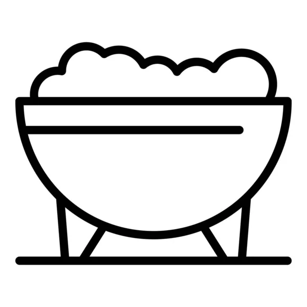 Bean Food Icon Outline Vector Plato Horno Carne Cocida — Archivo Imágenes Vectoriales