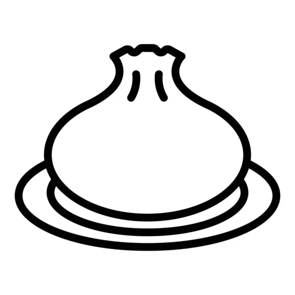 Вектор Контура Иконки Пельмени Баози Булочная Еда Bao Dimsum — стоковый вектор