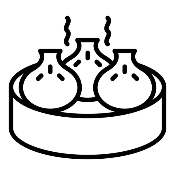Καλάθι Baozi Εικονίδιο Διάνυσμα Περίγραμμα Τρόφιμα Bun Κινεζικό Μπάο — Διανυσματικό Αρχείο