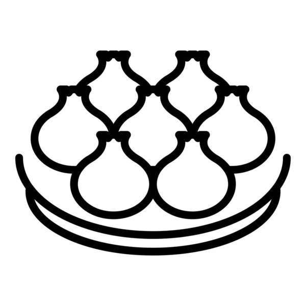 Вектор Контура Иконы Хлебобулочных Баози Тайваньская Еда Азиатский Пар — стоковый вектор