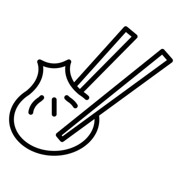Čínský Baozi Ikona Obrys Vektor Bun Food Tchajwan Bao — Stockový vektor