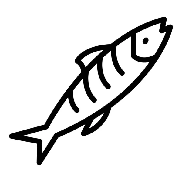 Pesca Ícone Arenque Contorno Vetor Peixe Cozinha Loja Mão — Vetor de Stock