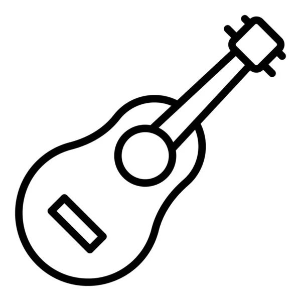 Retro Ukulele Ícone Contorno Vetor Guitarra Arte Acústica — Vetor de Stock