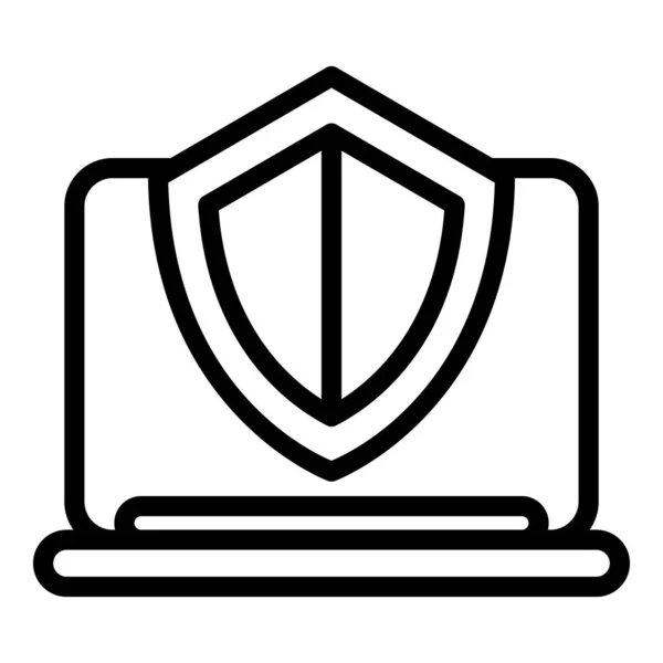 Laptop Sicherheitssymbole Umreißen Vektor Schulpolizei Offizierstraße — Stockvektor
