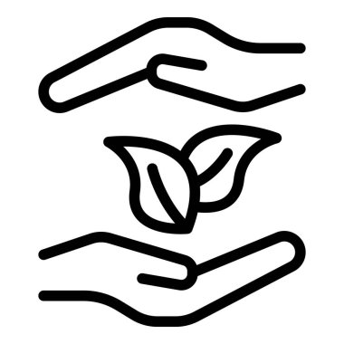 Bitki bakımı ikonu ana hatları vektörü. Ağaç enerjisi. Yankı yaprağı