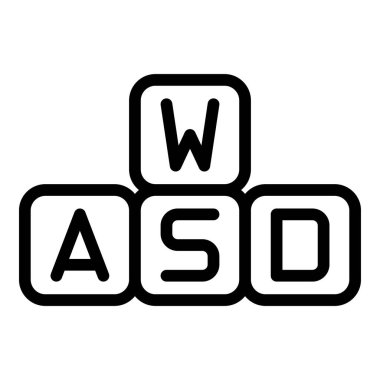 Wasd gamer icon outline vector. Online play. Sport electronic clipart