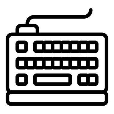 Oyuncu klavye simgesi ana hatları vektörü. Bilgisayar devrede. Oyun sporu