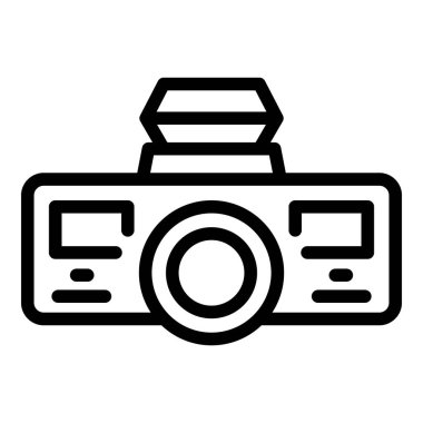 Film projektörü ikon ana hatları vektörü. Araba ekranı. Sinema şovu