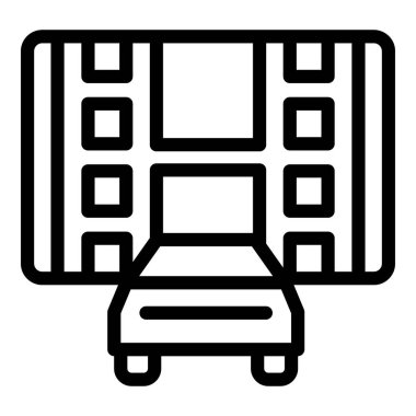 Otomatik film simgesi ana hatları vektörü. Otomatik sürüş. Hava gösterisi