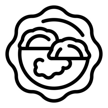 Polonya gıda ikonu ana hatları vektörü. Şehir silüeti. Polonya haritası