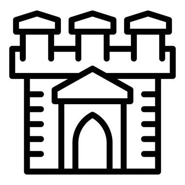 Tarih kalesi ikonu ana hat vektörü. Krakow haritası. Skyline şehri