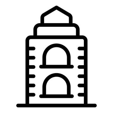 Krakow kulesi ikon ana hatları vektörü. Şehir yolculuğu. Polonya haritası