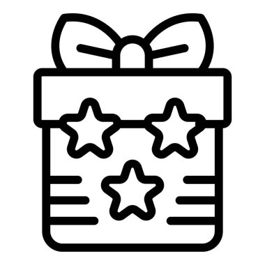 Hediye kutusu simgesi ana hat vektörü. Keyifli günler. Kişi etkinliği