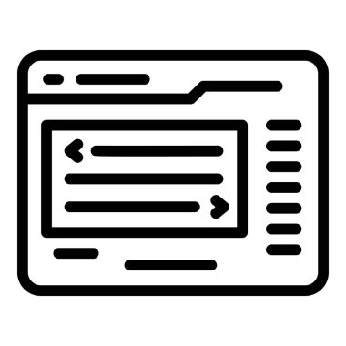 Web çalışma simgesi ana hatları vektörü. Yazılım bilgisayarı. Servis sistemi