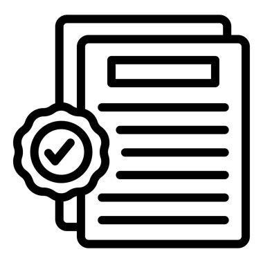 Yerel sertifika simgesi ana hatları vektörü. Küçük banka. İnsanların parası.